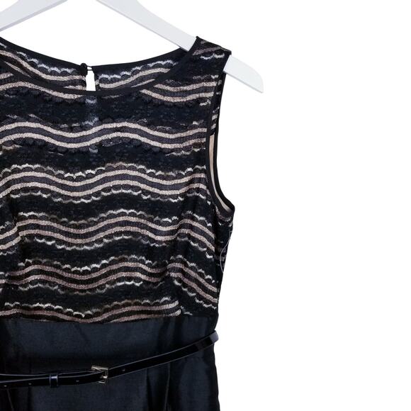 TAHARI Arthur S. Levine Dress Black Lace w/ Gold - Size 4 - Picture 2 of 8